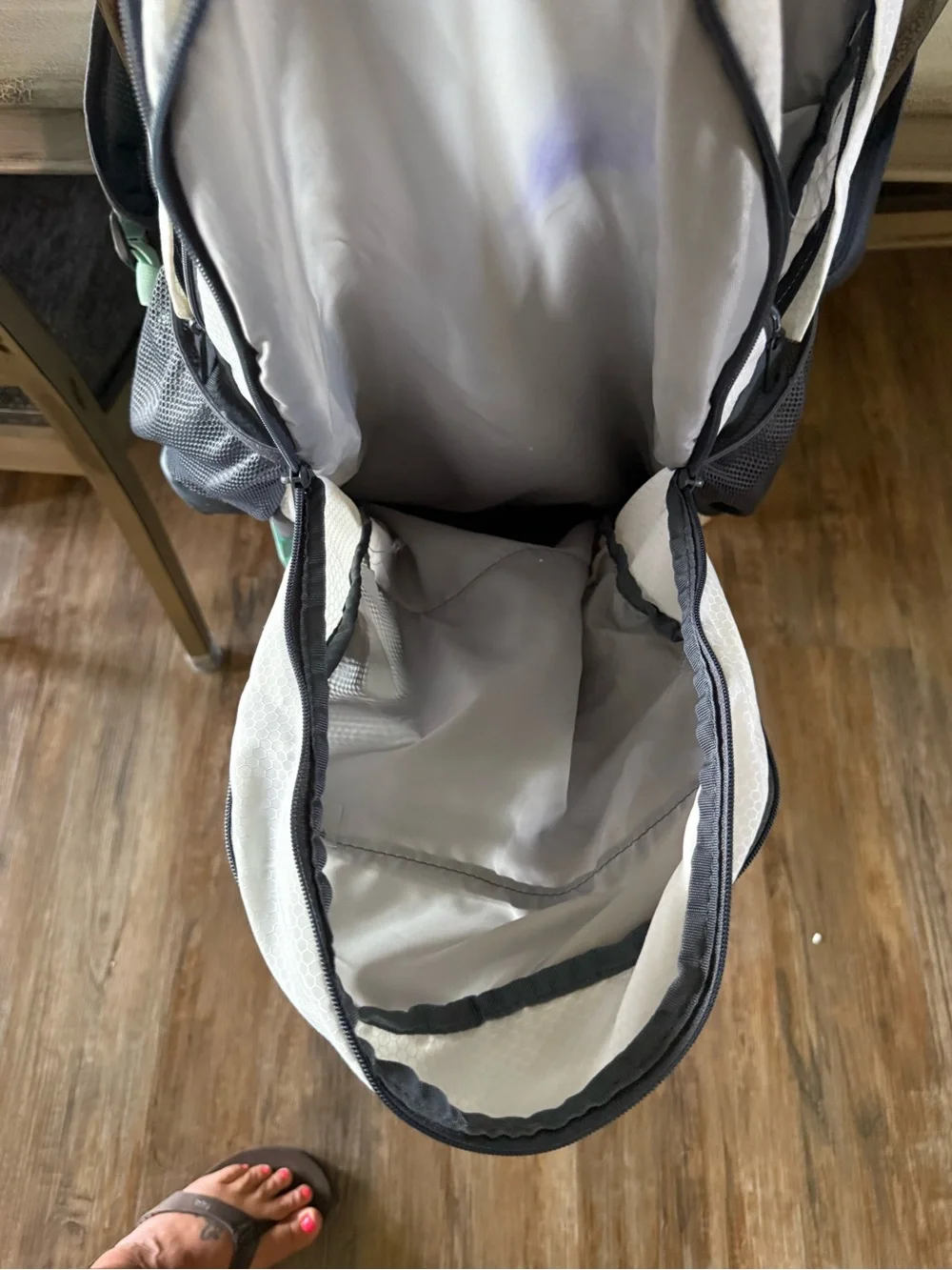 adidas Gray and White Backpack - Front-Opening Design